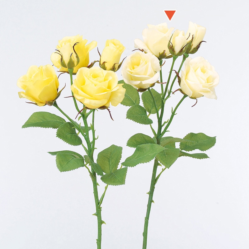 アスカ商会 造花 A-33696 ローズ×3 つぼみ×2 #020 ソフトイエロ- 1本(ご注文単位1本)【直送品】