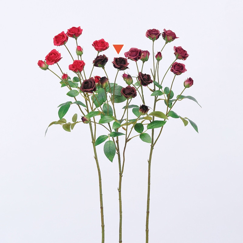 アスカ商会 造花 A-33763 ローズ×5 つぼみ×4 #015 バ-ガンディ 1本(ご注文単位1本)【直送品】