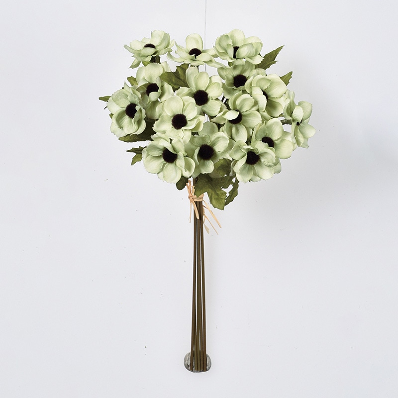 アスカ商会 造花 A-33782　アネモネバンチ #052B　ライトグリ-ン 1束（ご注文単位1束）【直送品】