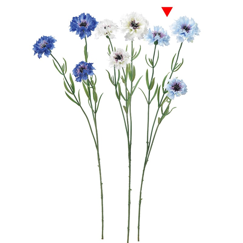 アスカ商会 造花 A-33907　コーンフラワー×3 #019　ライトブル- 1本（ご注文単位1本）【直送品】