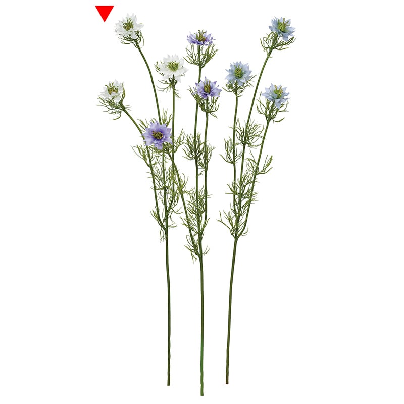 アスカ商会 造花 A-33910　ニゲラ×3 #001　ホワイト 1本（ご注文単位1本）【直送品】