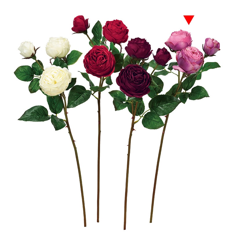 アスカ商会 造花 A-33928 ローズ×3 #026 フッシャ 1本(ご注文単位1本)【直送品】