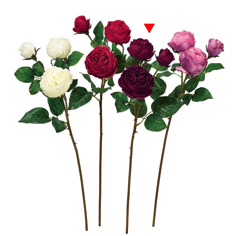 アスカ商会 造花 A-33928 ローズ×3 #015A ワイン 1本(ご注文単位1本)【直送品】