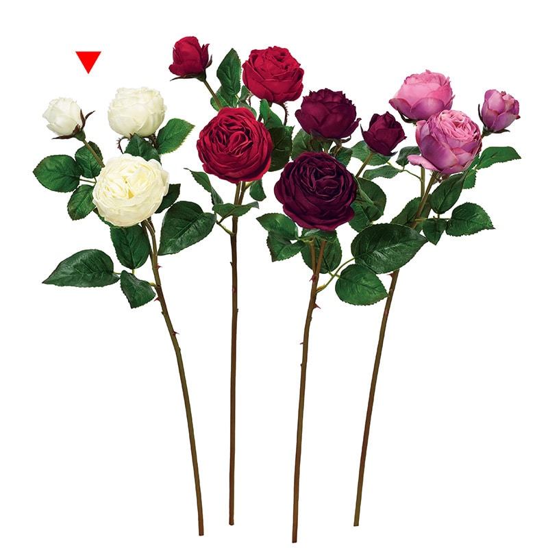 アスカ商会 造花 A-33928 ローズ×3 #001 ホワイト 1本(ご注文単位1本)【直送品】