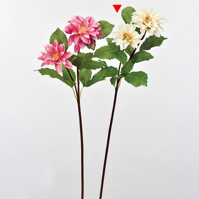 アスカ商会 造花 A-33997 ダリア×2 #091P アイボリ-ピンク 1本(ご注文単位1本)【直送品】