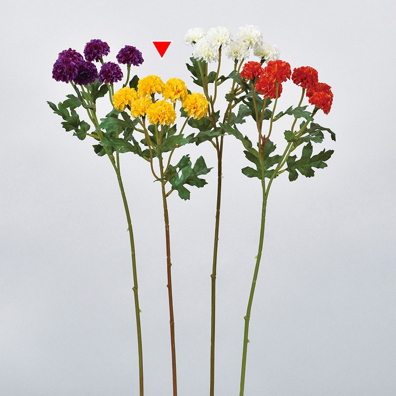 アスカ商会 造花 A-34022　ポンポンマム×6 #010　イエロ- 1本（ご注文単位1本）【直送品】