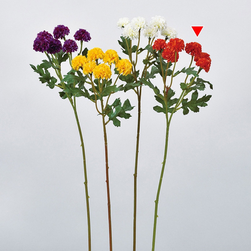 アスカ商会 造花 A-34022　ポンポンマム×6 #030　オレンジ 1本（ご注文単位1本）【直送品】