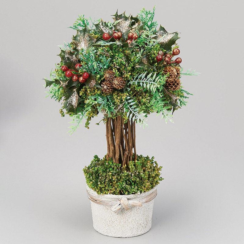 アスカ商会 ドライフラワー A-51011グリッタートピアリーポット #053G　グリ-ンゴ-ルド 1個（ご注文単位1個）【直送品】