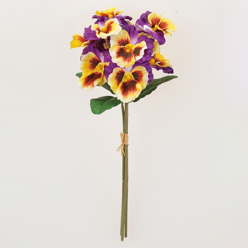 アスカ商会 造花 A-34099　パンジーバンチ×12 #007Y　パープルイエロー 1本（ご注文単位1本）【直送品】