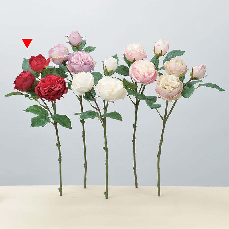 アスカ商会 造花 A-34140 ローズ×2 つぼみ×1 #002 レッド 1本(ご注文単位1本)【直送品】