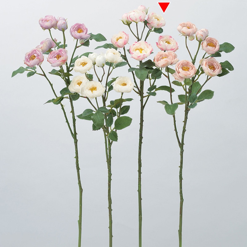 アスカ商会 造花 A-34142 ローズ×5 つぼみ×2 #023C ホットピンククリ-ム 1本(ご注文単位1本)【直送品】