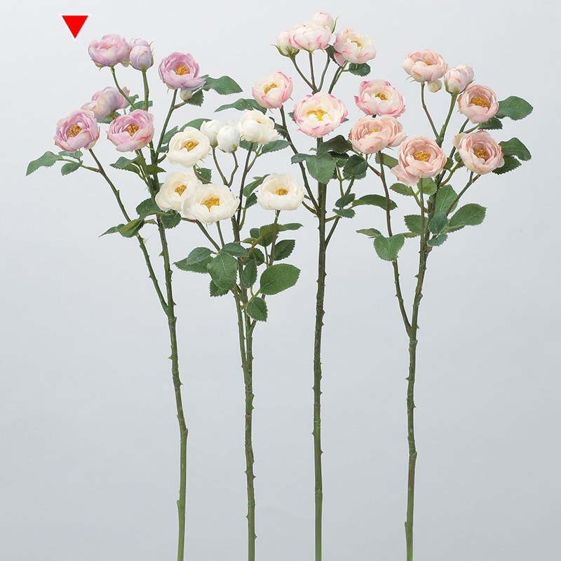 アスカ商会 造花 A-34142 ローズ×5 つぼみ×2 #006 ラベンダ- 1本(ご注文単位1本)【直送品】