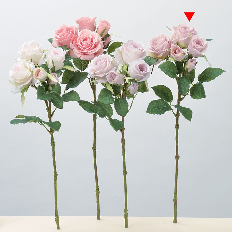 アスカ商会 造花 A-34143 ローズ×3 つぼみ×2 #055 モ-ブ 1本(ご注文単位1本)【直送品】