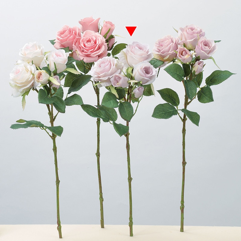 アスカ商会 造花 A-34143 ローズ×3 つぼみ×2 #016 ライトラベンダー 1本(ご注文単位1本)【直送品】