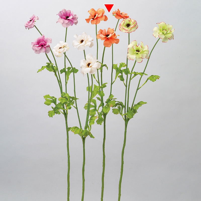 アスカ商会 造花 A-34152　ラナンキュラス×3 #030　オレンジ 1本（ご注文単位1本）【直送品】