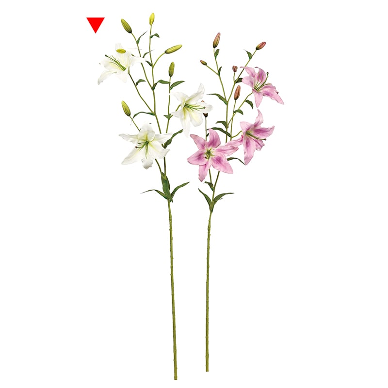 アスカ商会 造花 A-34188　リリィ×3　つぼみ×6 #001　ホワイト 1本（ご注文単位1本）【直送品】