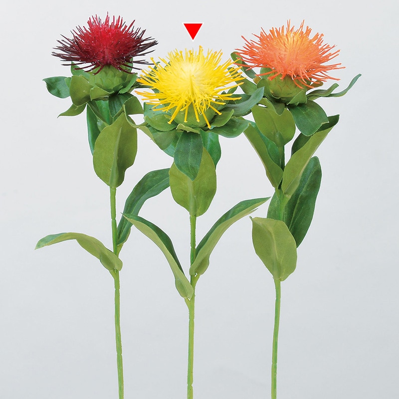 >アスカ商会 造花 A-34168 ベニバナ #010 イエロ- 1本(ご注文単位1本)【直送品】