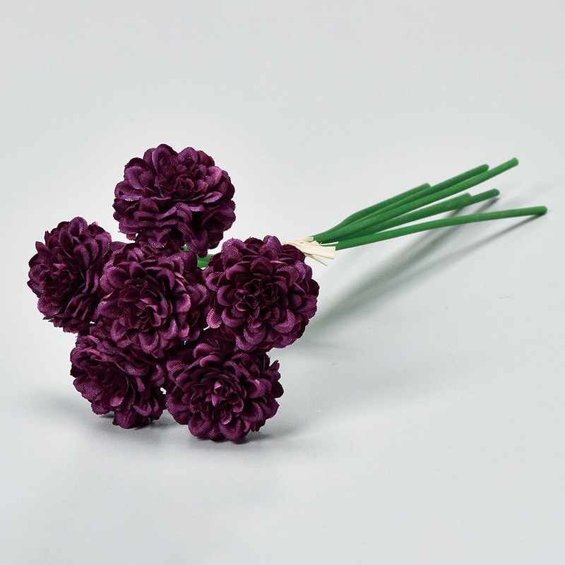 アスカ商会 造花 A-34124　ミニポンポンマムバンチ #007D　ダ-クパ-プル 1束（ご注文単位1束）【直送品】