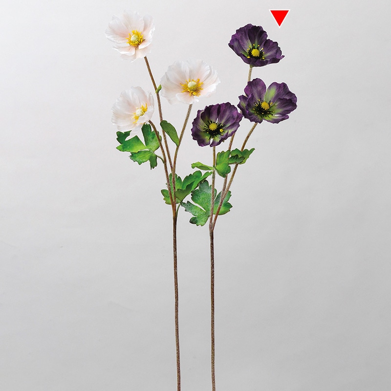 アスカ商会 造花 A-34113 ポピー×3 #007G パ-プルグリ-ン 1本(ご注文単位1本)【直送品】