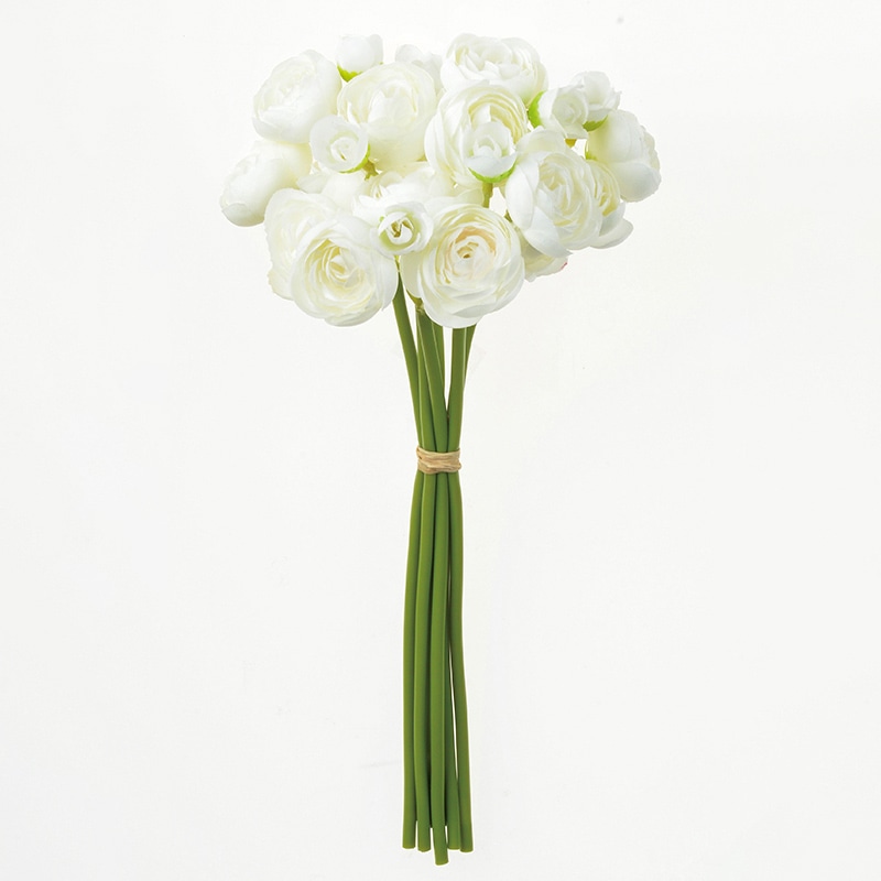 アスカ商会 造花 A-34114 ラナンキュラス×24 #001 ホワイト 1本(ご注文単位1本)【直送品】