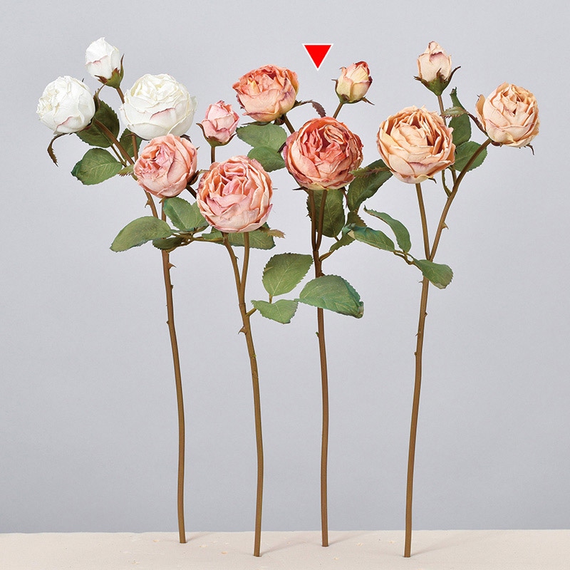 アスカ商会 造花 A-34216 ローズ×2 つぼみ×1 #004C ピ-チクリ-ム 1本(ご注文単位1本)【直送品】