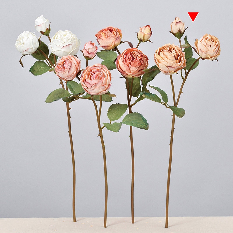 アスカ商会 造花 A-34216 ローズ×2 つぼみ×1 #008A ソフトベージュ 1本(ご注文単位1本)【直送品】