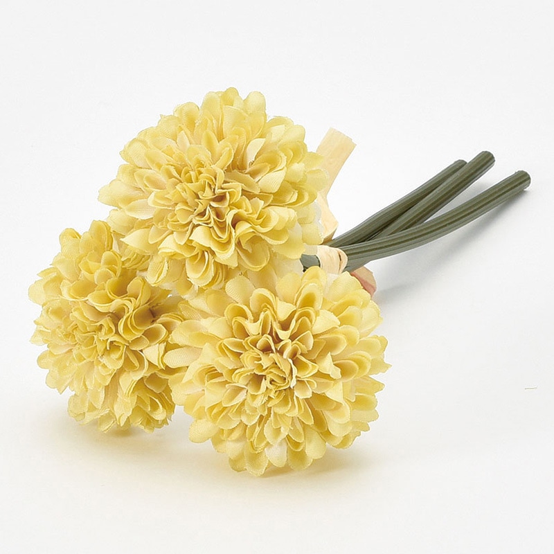 アスカ商会 造花 A-34234 ポンポンマム #010K ダスティイエロー 1束(ご注文単位1束)【直送品】