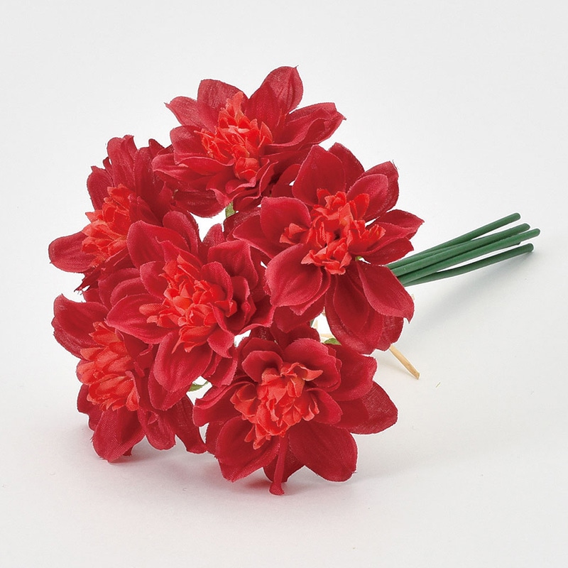 アスカ商会 造花 A-34239　ダリアバンドル #002　レッド 1束（ご注文単位1束）【直送品】