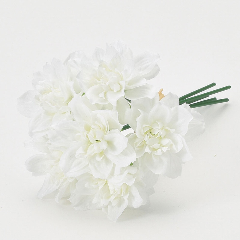 アスカ商会 造花 A-34239　ダリアバンドル #001　ホワイト 1束（ご注文単位1束）【直送品】