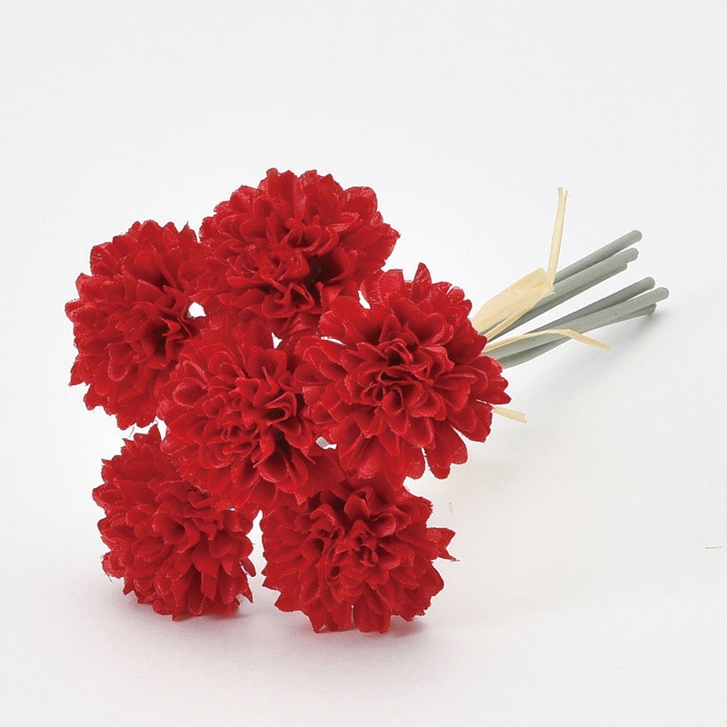 アスカ商会 造花 A-34240　ポンポンマムバンドル #002　レッド 1束（ご注文単位1束）【直送品】