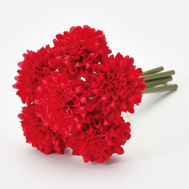 アスカ商会 造花 A-34241　ポンポンマムバンドル #002　レッド 1束（ご注文単位1束）【直送品】