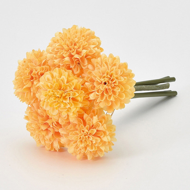 アスカ商会 造花 A-34241　ポンポンマムバンドル #030B　ライトオレンジ 1束（ご注文単位1束）【直送品】