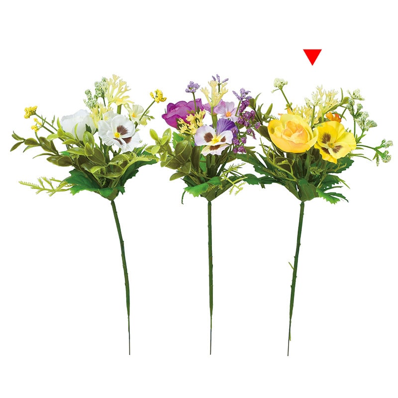 アスカ商会 造花 A-34283　ミックスフラワーピック #010　イエロ- 1本（ご注文単位1本）【直送品】