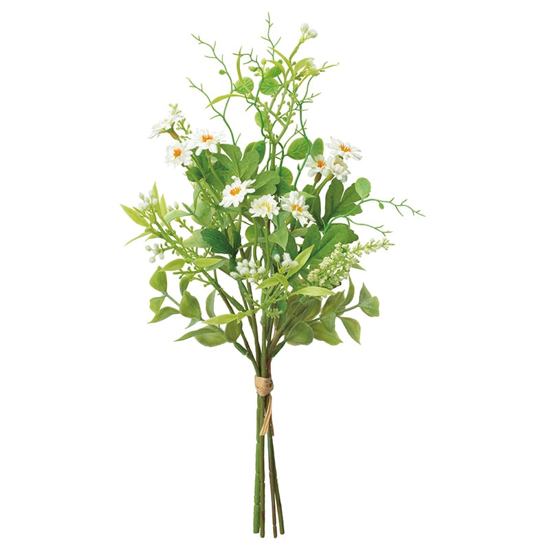 アスカ商会 造花 A-34286　ミックスフラワーバンチ #001　ホワイト 1束（ご注文単位1束）【直送品】