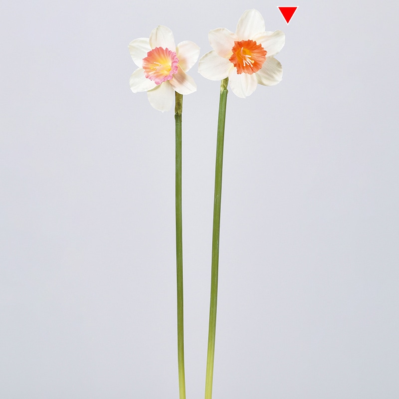 アスカ商会 造花 A-34307　スイセン #001O　ホワイトオレンジ 1本（ご注文単位1本）【直送品】