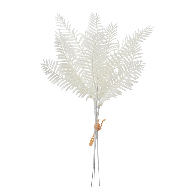 アスカ商会 造花・グリーン A-43855 ファーンリーフバンチ #001 ホワイト 1束(ご注文単位1束)【直送品】
