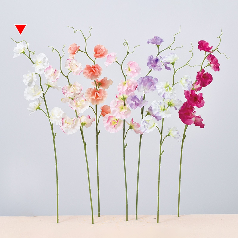 アスカ商会 造花 A-34346　スイトピー×7 #001　ホワイト 1本（ご注文単位1本）【直送品】