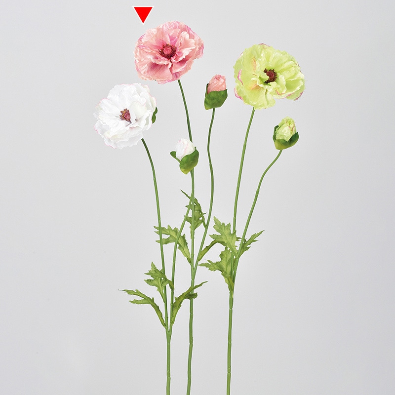 アスカ商会 造花 A-34351 ポピー×1 つぼみ×1 #003 ピンク 1本(ご注文単位1本)【直送品】