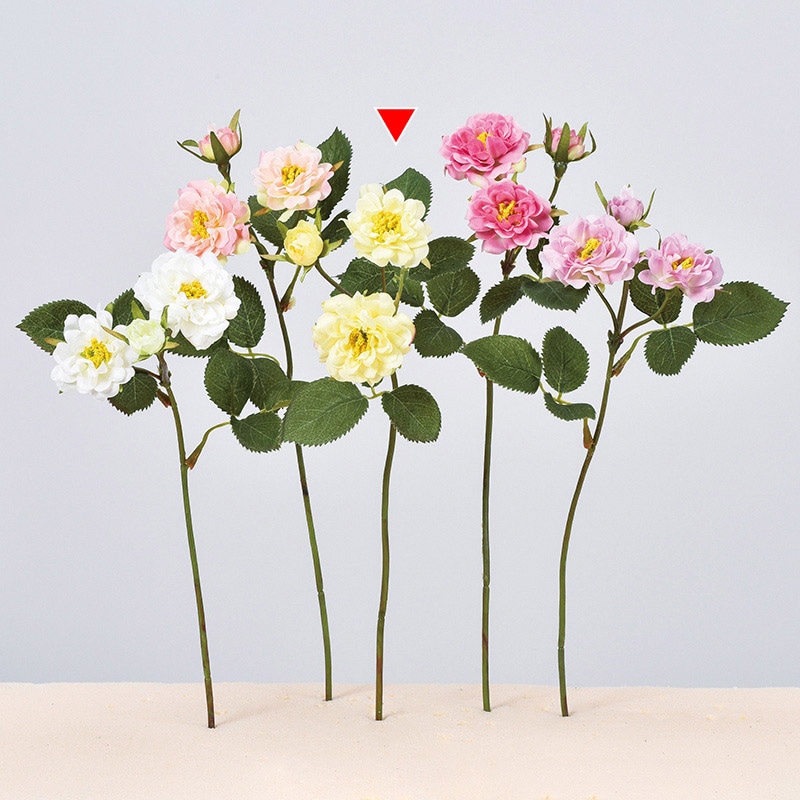 アスカ商会 造花 A-34356　ローズ×2　つぼみ×1 #020　ソフトイエロ- 1本（ご注文単位1本）【直送品】