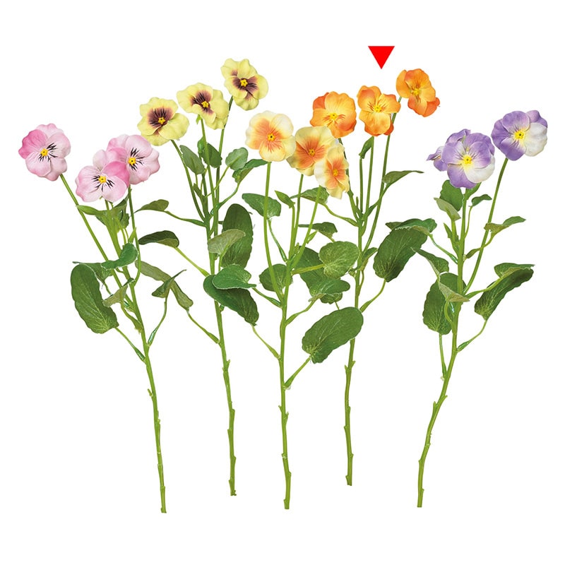 アスカ商会 造花 A-34383　パンジー×3 #030　オレンジ 1本（ご注文単位1本）【直送品】