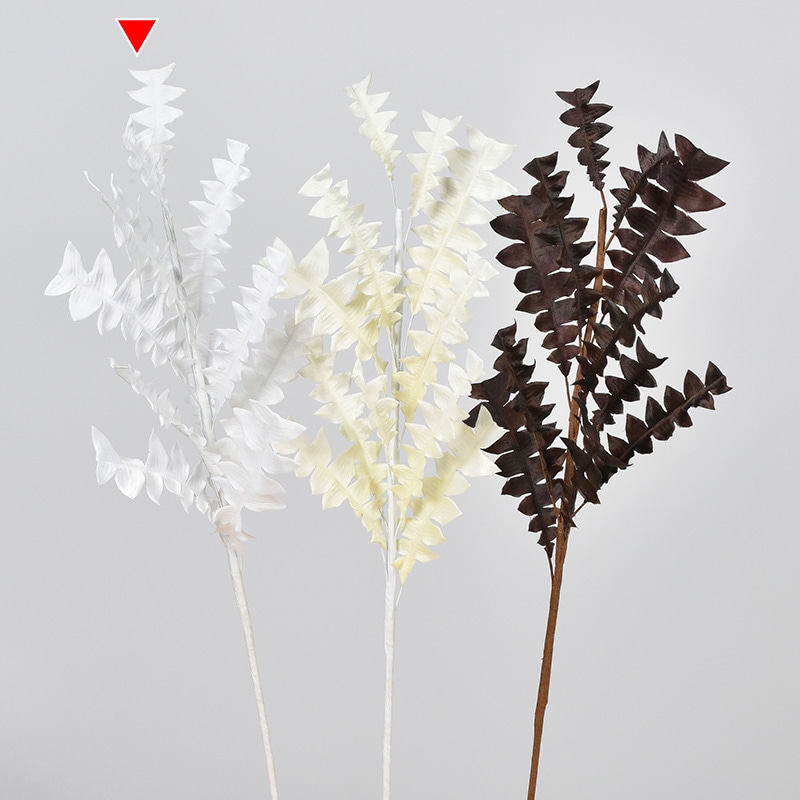 アスカ商会 造花・グリーン A-43995　バンクシアリーフステム #001　ホワイト 1本（ご注文単位1本）【直送品】