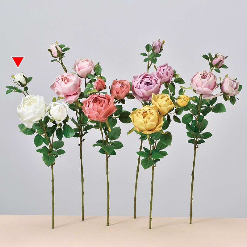 アスカ商会 造花 A-34398 ローズ×2 つぼみ×1 #001 ホワイト 1本(ご注文単位1本)【直送品】