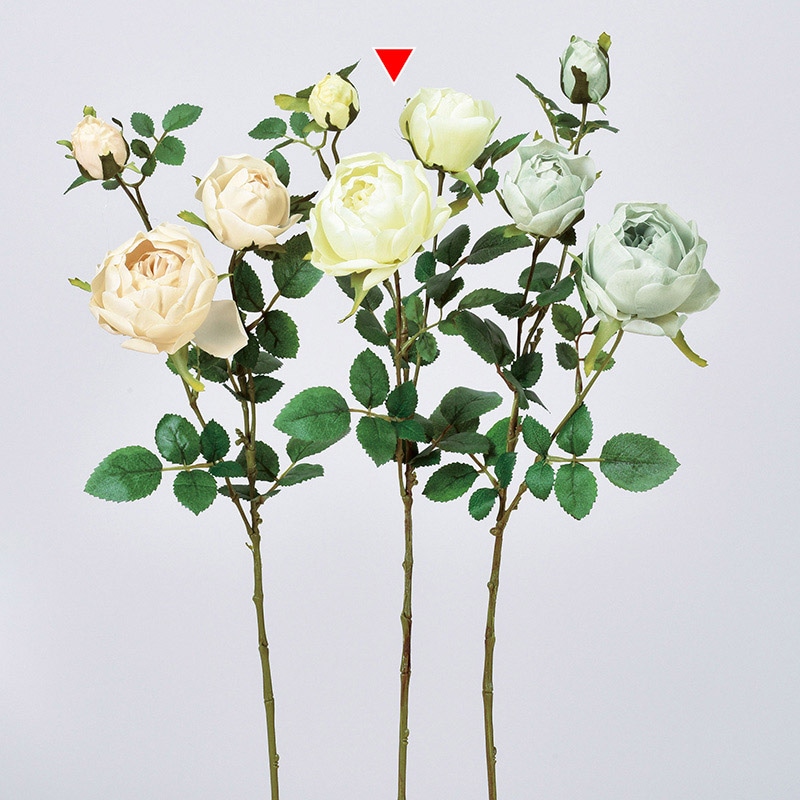 アスカ商会 造花 A-34399 ローズ×2 つぼみ×1 #020 ソフトイエロ- 1本(ご注文単位1本)【直送品】