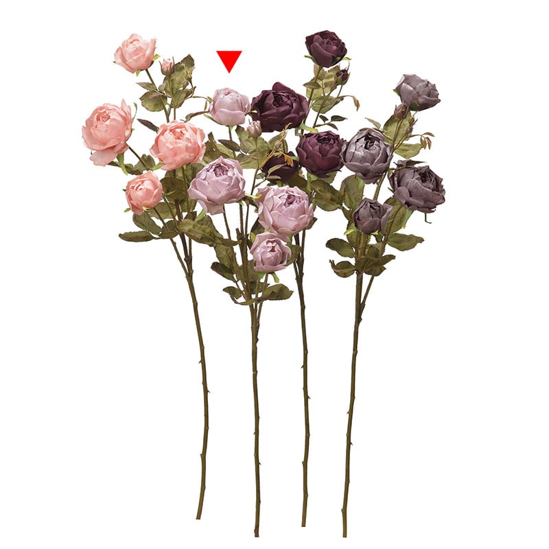 アスカ商会 造花 A-34403 ローズ×4 つぼみ×3 #006A ダステイラベンダー 1本(ご注文単位1本)【直送品】