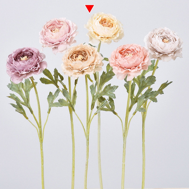 アスカ商会 造花 A-34397　ラナンキュラス #011Y　クリ-ムイエロ- 1本（ご注文単位1本）【直送品】