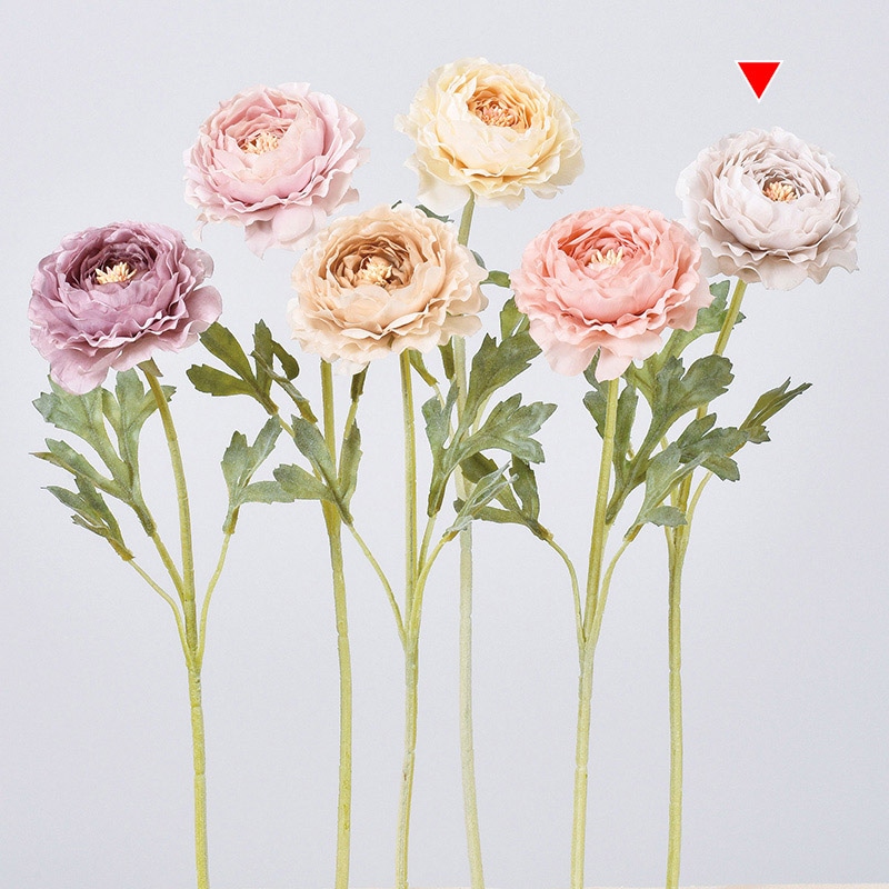 アスカ商会 造花 A-34397　ラナンキュラス #063L　ライトグレイ 1本（ご注文単位1本）【直送品】