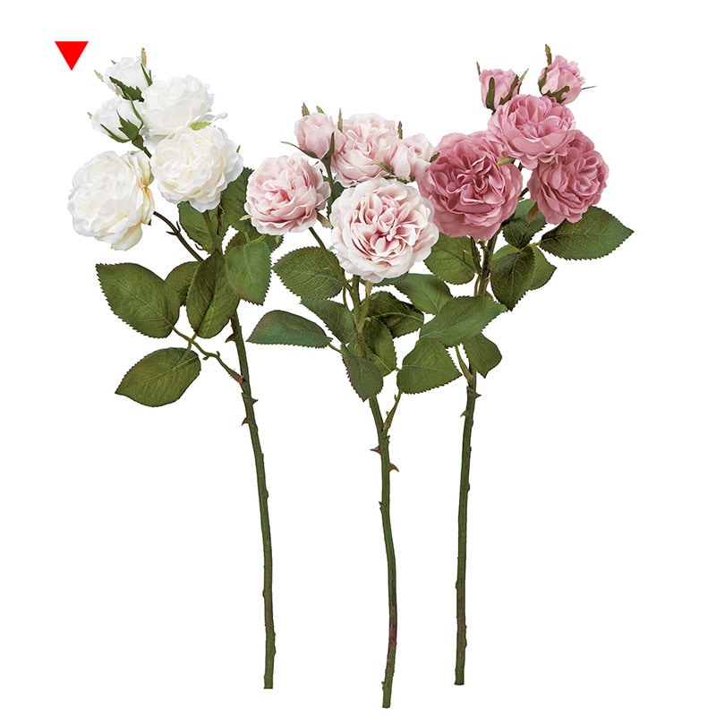 アスカ商会 造花 A-34358 ローズ×3 つぼみ×2 #001 ホワイト 1本(ご注文単位1本)【直送品】