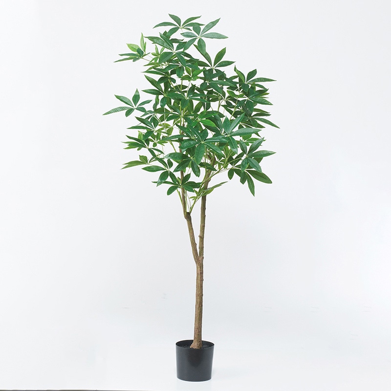 アスカ商会 造花・観葉植物 A-51048　パキラ #051A　グリ-ン　ポット付 1本（ご注文単位1本）【直送品】