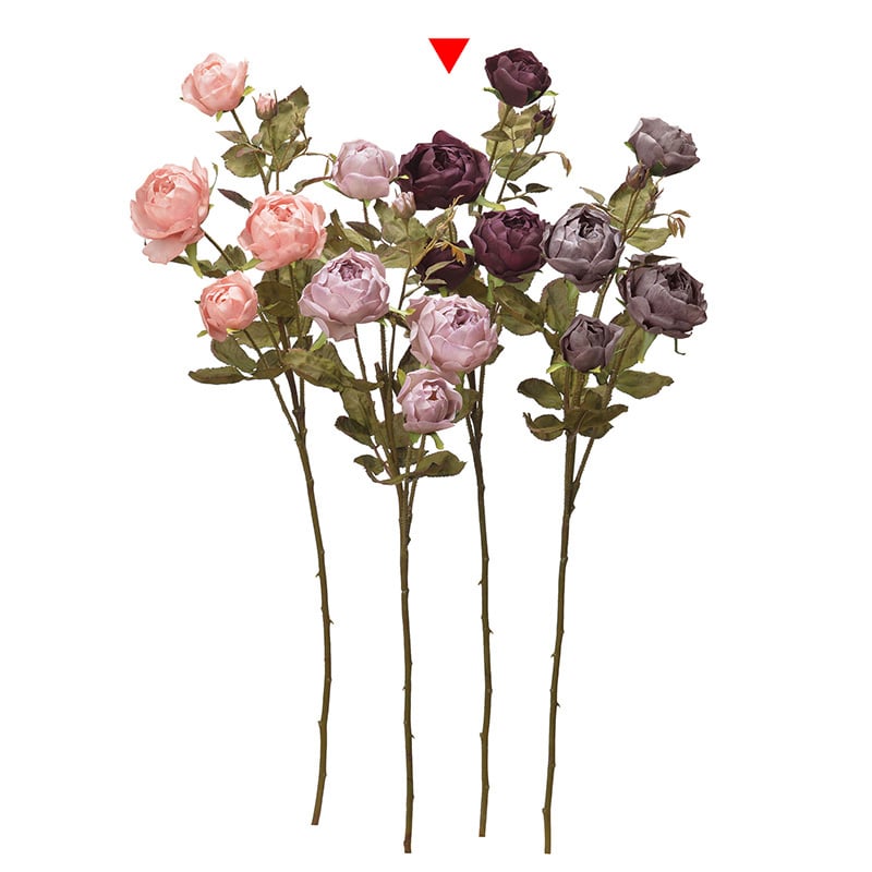 アスカ商会 造花 A-34403 ローズ×4 つぼみ×3 #007D ダークパープル 1本(ご注文単位1本)【直送品】