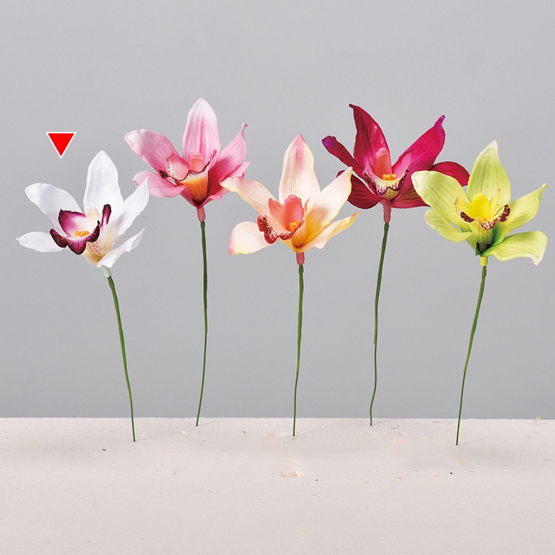 アスカ商会 造花 A-34423　シンビジューム #001　ホワイト 1本（ご注文単位1本）【直送品】